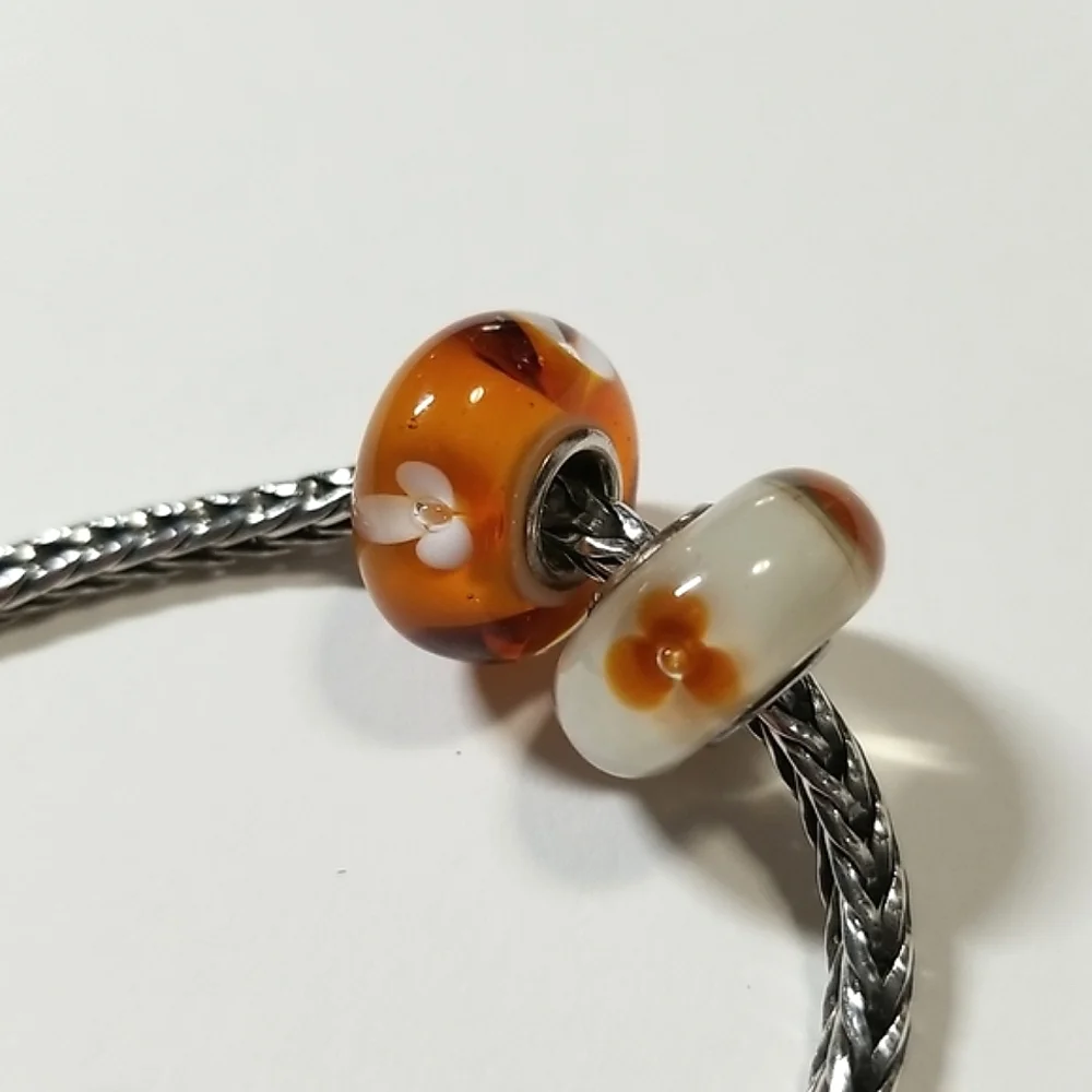 2 x Trollbeads OOAK Bubble Flowers - Picture 1 of 11